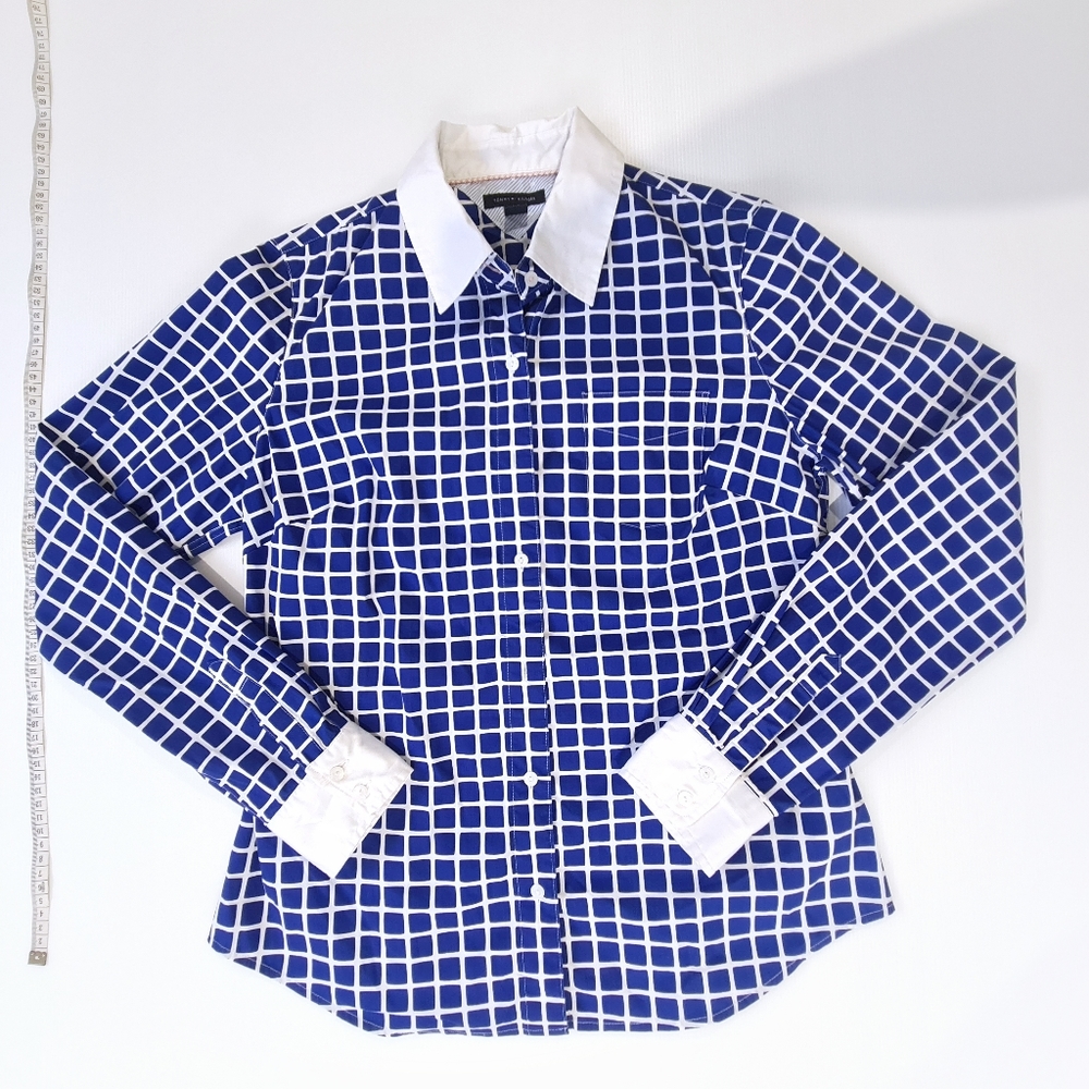 Tommy Hilfiger Blue / White Patterned Long Sleeve Shirt - Size AU M - BNWOT - Picture 3 of 8